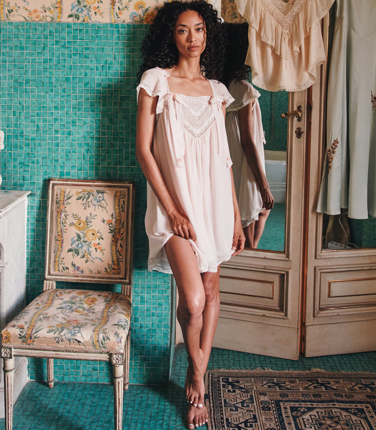 Maevie Rosebud Silk Georgette Babydoll Dress