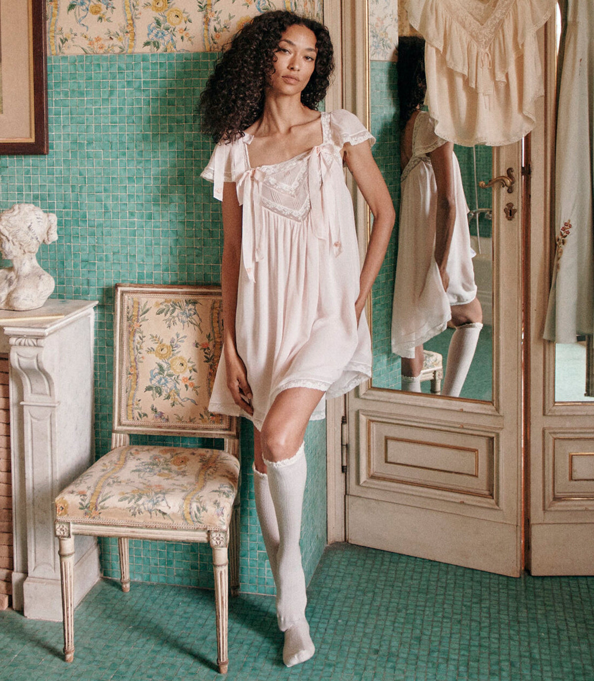 Maevie Rosebud Silk Georgette Babydoll Dress