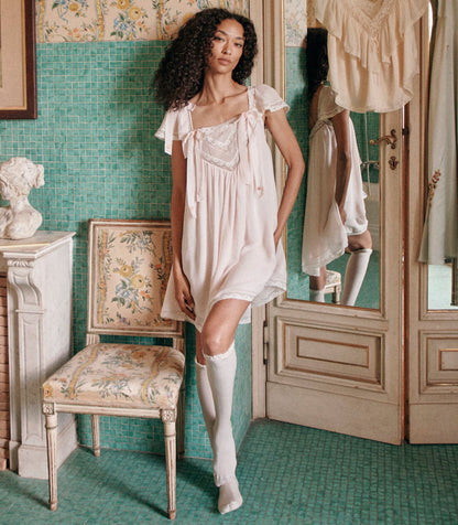 Maevie Rosebud Silk Georgette Babydoll Dress