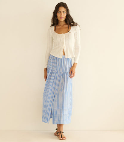 Marceline Salerno Stripe Organic Cotton Tiered Skirt