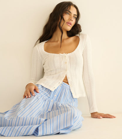 Marceline Salerno Stripe Organic Cotton Tiered Skirt