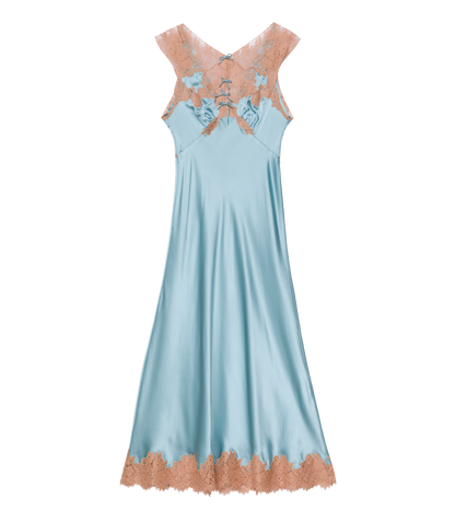Marcelle Deep Aquamarine Silk Satin 1930s Dress