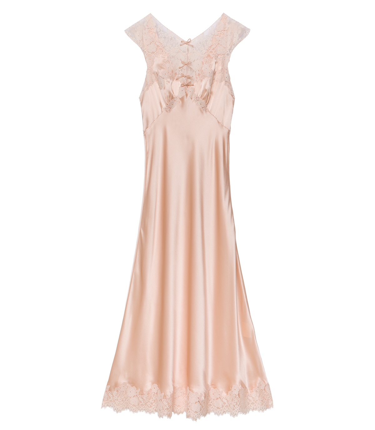 Marcelle Silk Satin Dress – Peach Sorbet | Floral Lace