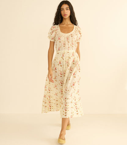 Marie Organic Cotton Voile Skirt – Blanc Prairie Rose Print