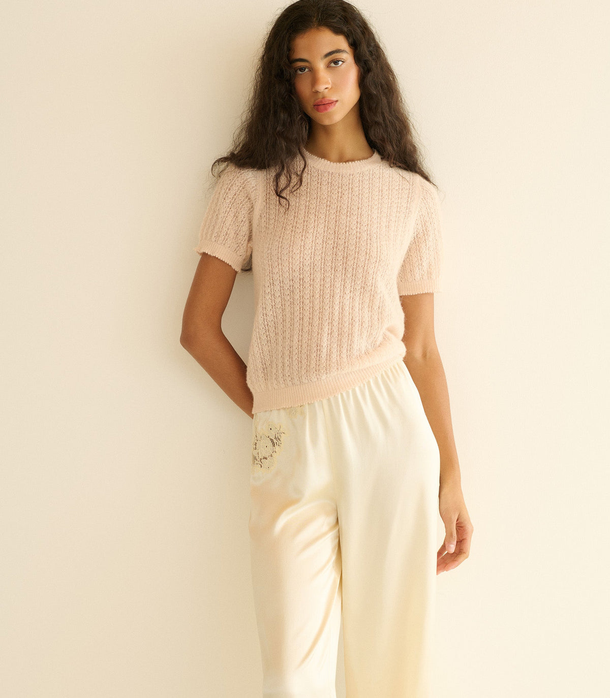 Monica Alpaca Merino Pointelle Sweater – Parfait | 1960s Style