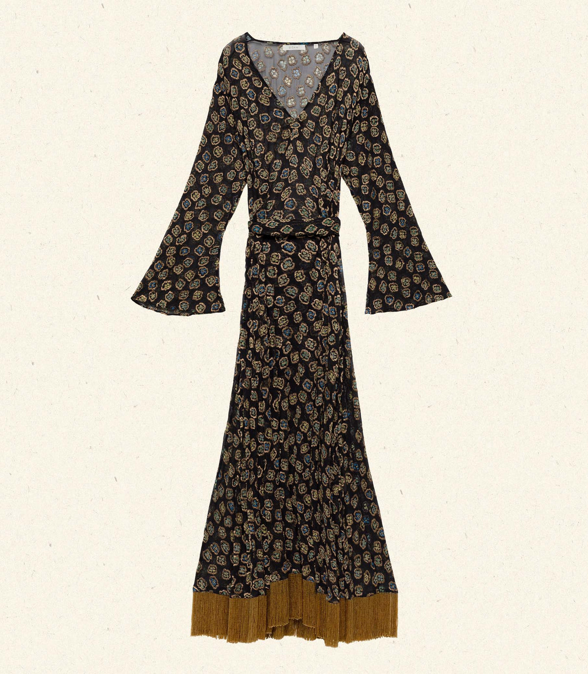 DÔEN Heirloom Monique Chiffon Dress – Joni Floral | Gold Detail