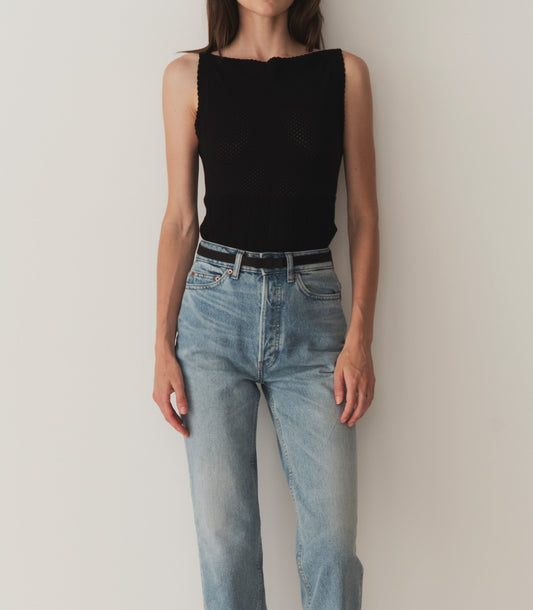 Junie Bow Belt – Black Cotton & Leather Belt