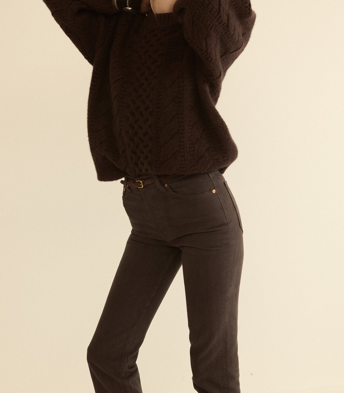 Ondine Jean – Equestrian Brown Wash | Slim Straight Denim