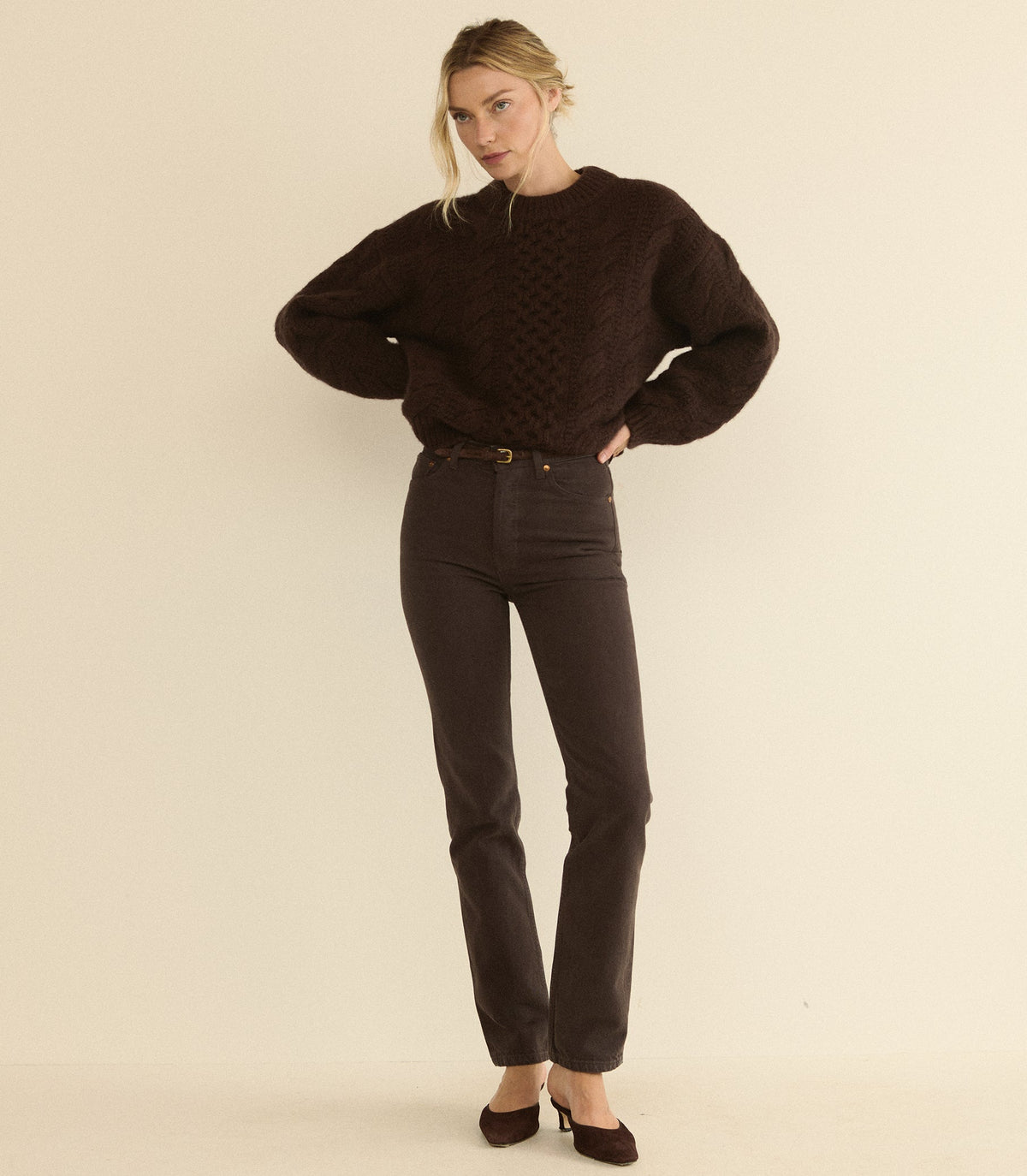 Ondine Jean – Equestrian Brown Wash | Slim Straight Denim