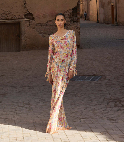 Ophelia Dress – Jardin de Camelias Floral Silk Georgette