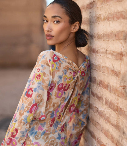 Ophelia Dress – Jardin de Camelias Floral Silk Georgette