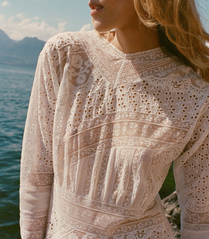 Orelie Dress – Salt | Organic Cotton Voile Heirloom Dress