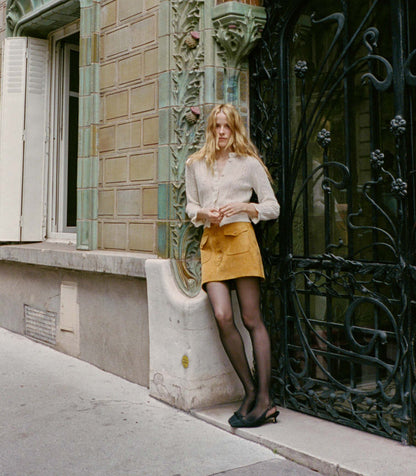 Oriole Skirt – Wild Chicory | Responsible Goat Suede Mini