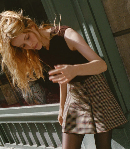 Partridge Skirt – Crawford Check | Wool A-Line Mini Skirt