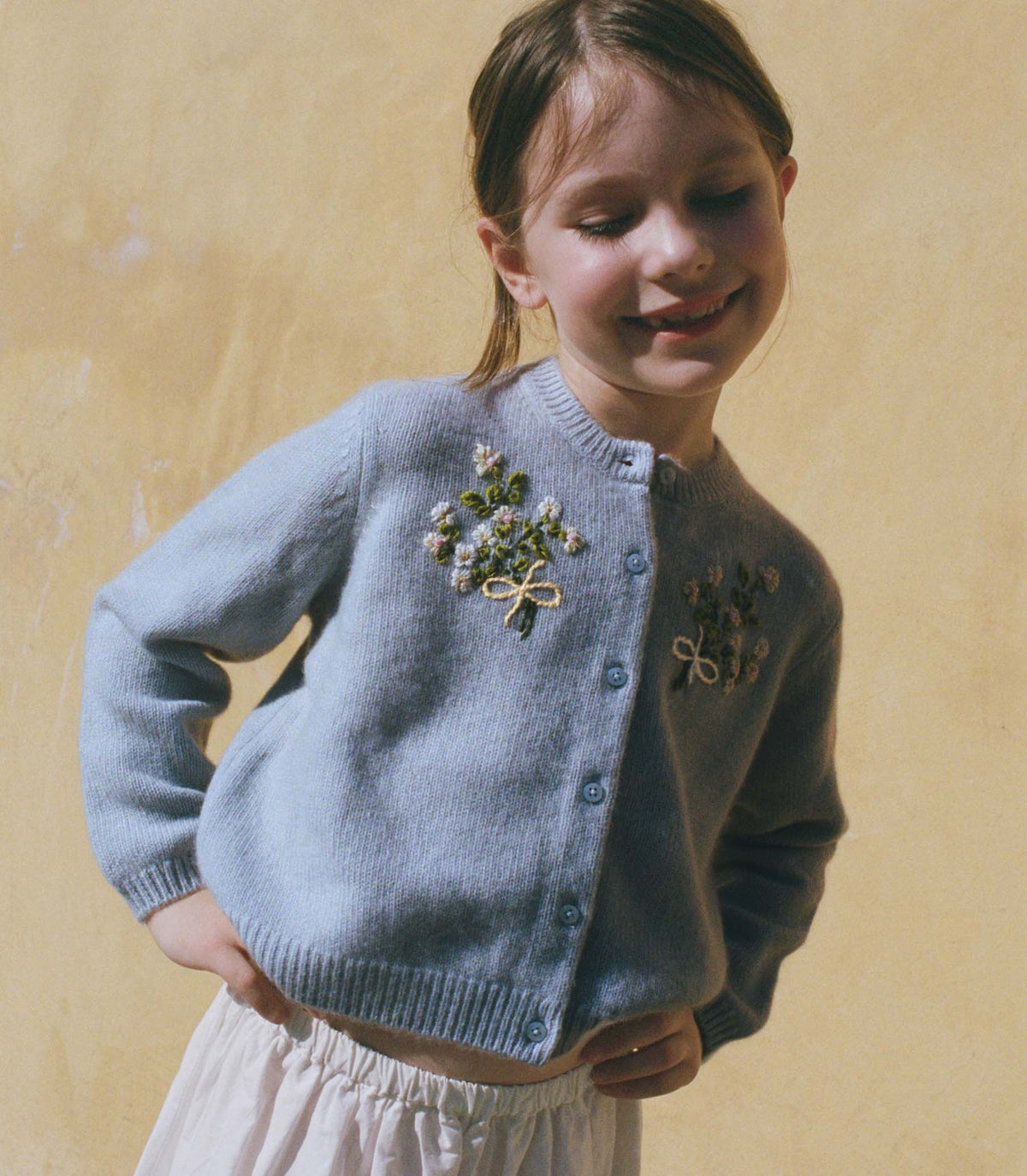 Petit Gardenia 100% Cashmere Cardigan for Kids – Clear Sky