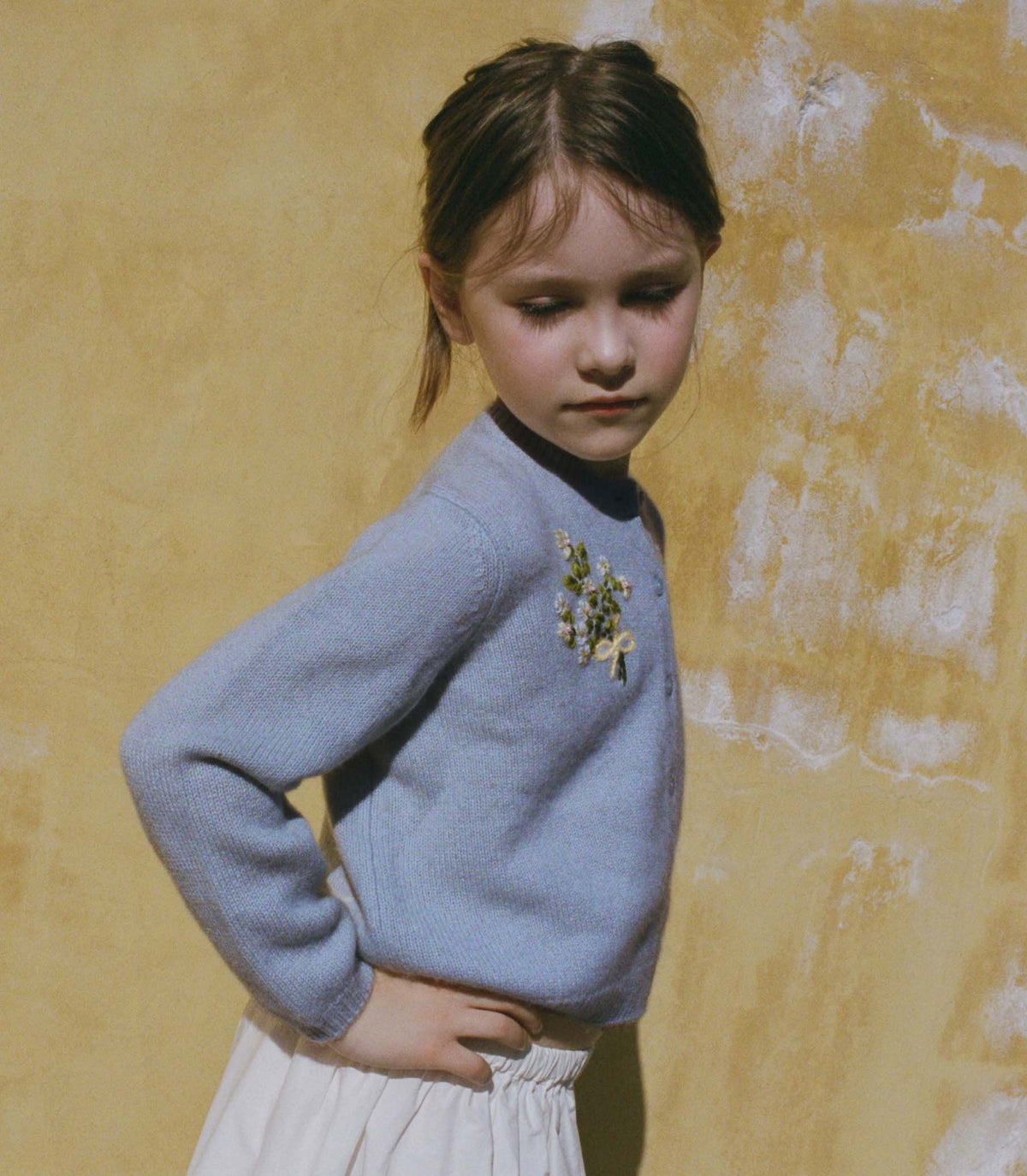 Petit Gardenia 100% Cashmere Cardigan for Kids – Clear Sky