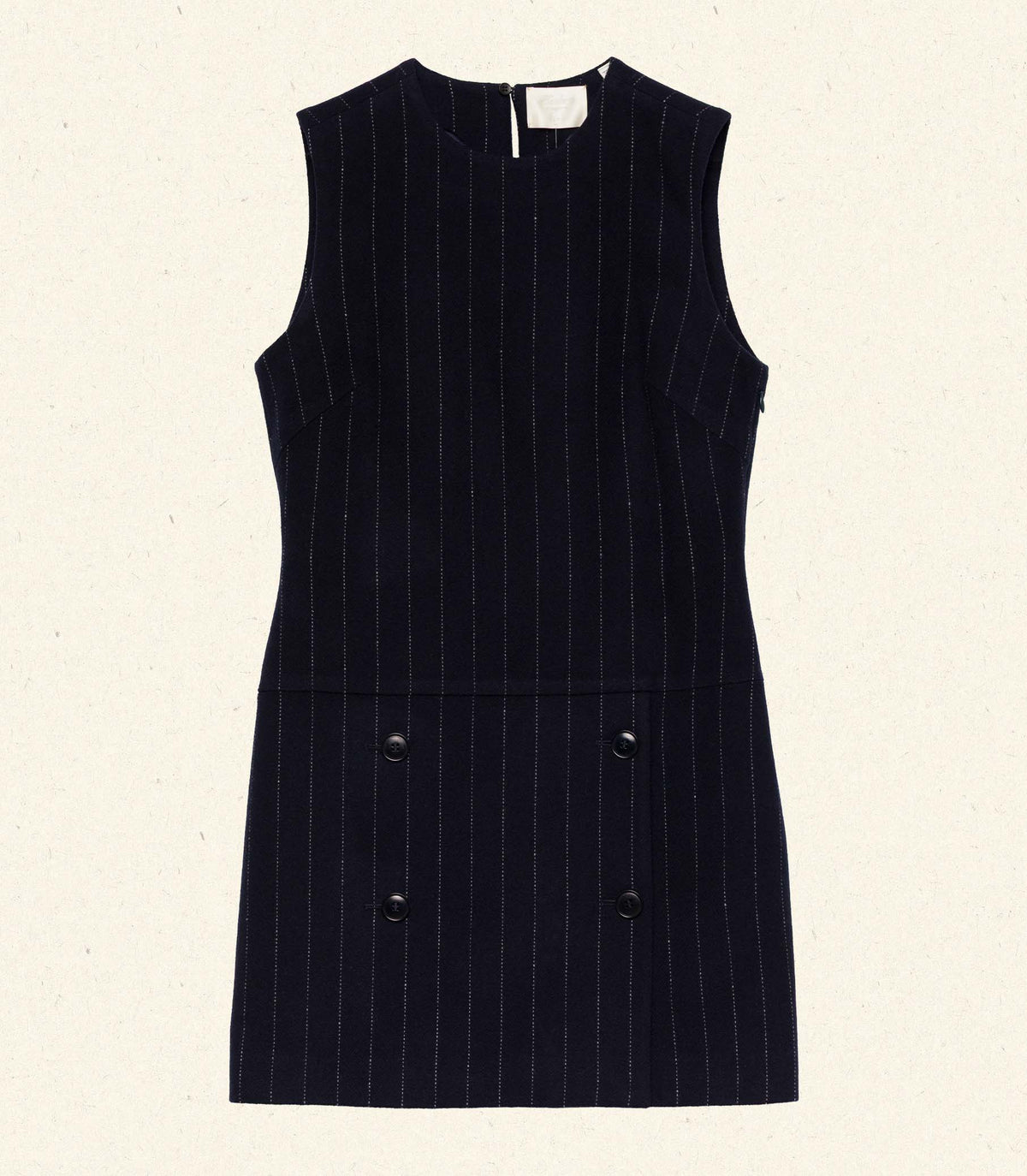 DÔEN Heirloom Polly Boiled Wool Pinstripe Dress