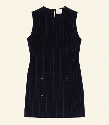 DÔEN Heirloom Polly Boiled Wool Pinstripe Dress