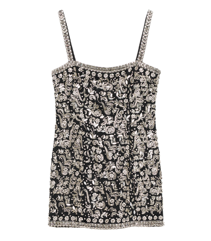 DÔEN Heirloom Sereia Hand-Beaded Silk Organza Mini Dress