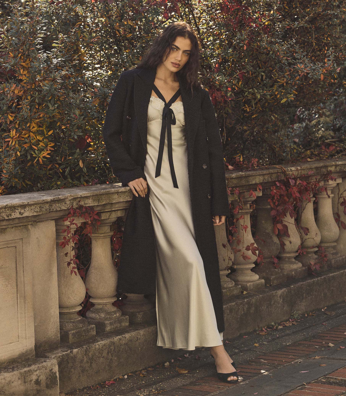 Wilhelmina Bouclé Tweed Tailored Coat – Black