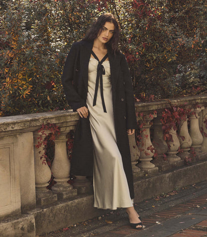 Wilhelmina Bouclé Tweed Tailored Coat – Black