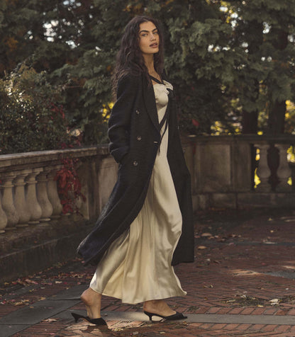 Wilhelmina Bouclé Tweed Tailored Coat – Black