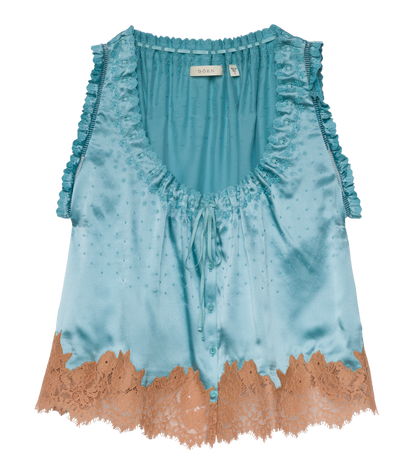 Toulouse Top Deep Aquamarine | Silk Satin Corset Blouse