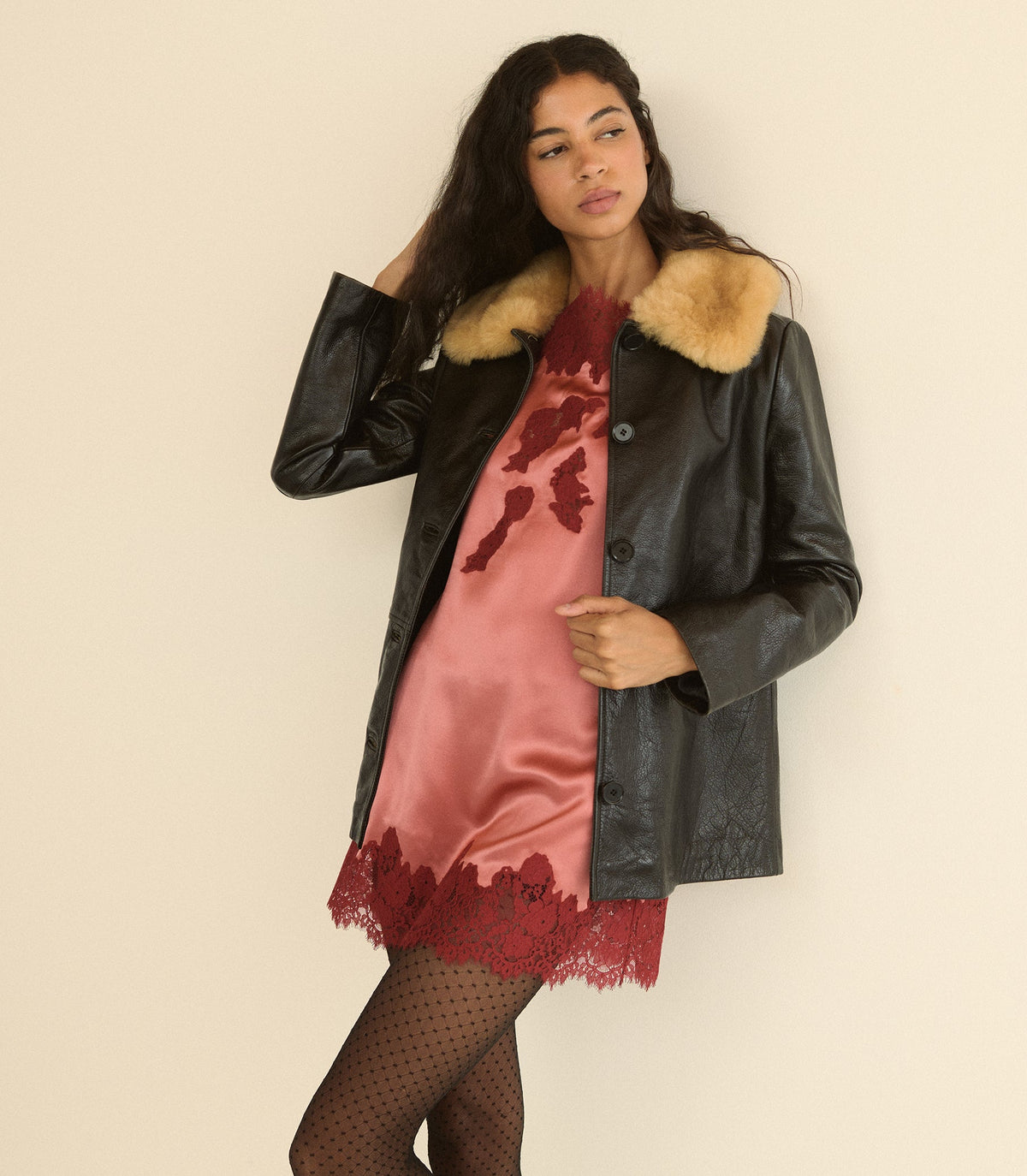 Vida Dress Mirage Pink | Silk Satin Babydoll Lace Dress
