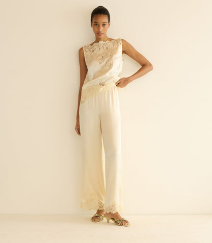 Viviane Silk Satin Sleeveless Top – Sea Salt