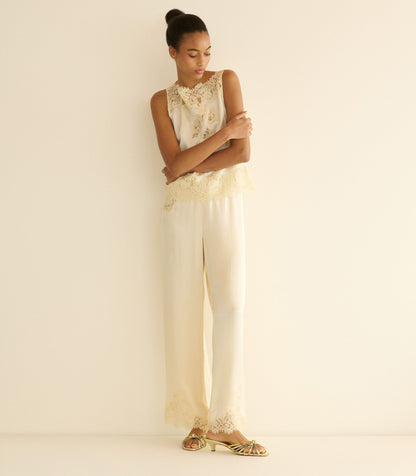 Viviane Silk Satin Sleeveless Top – Sea Salt