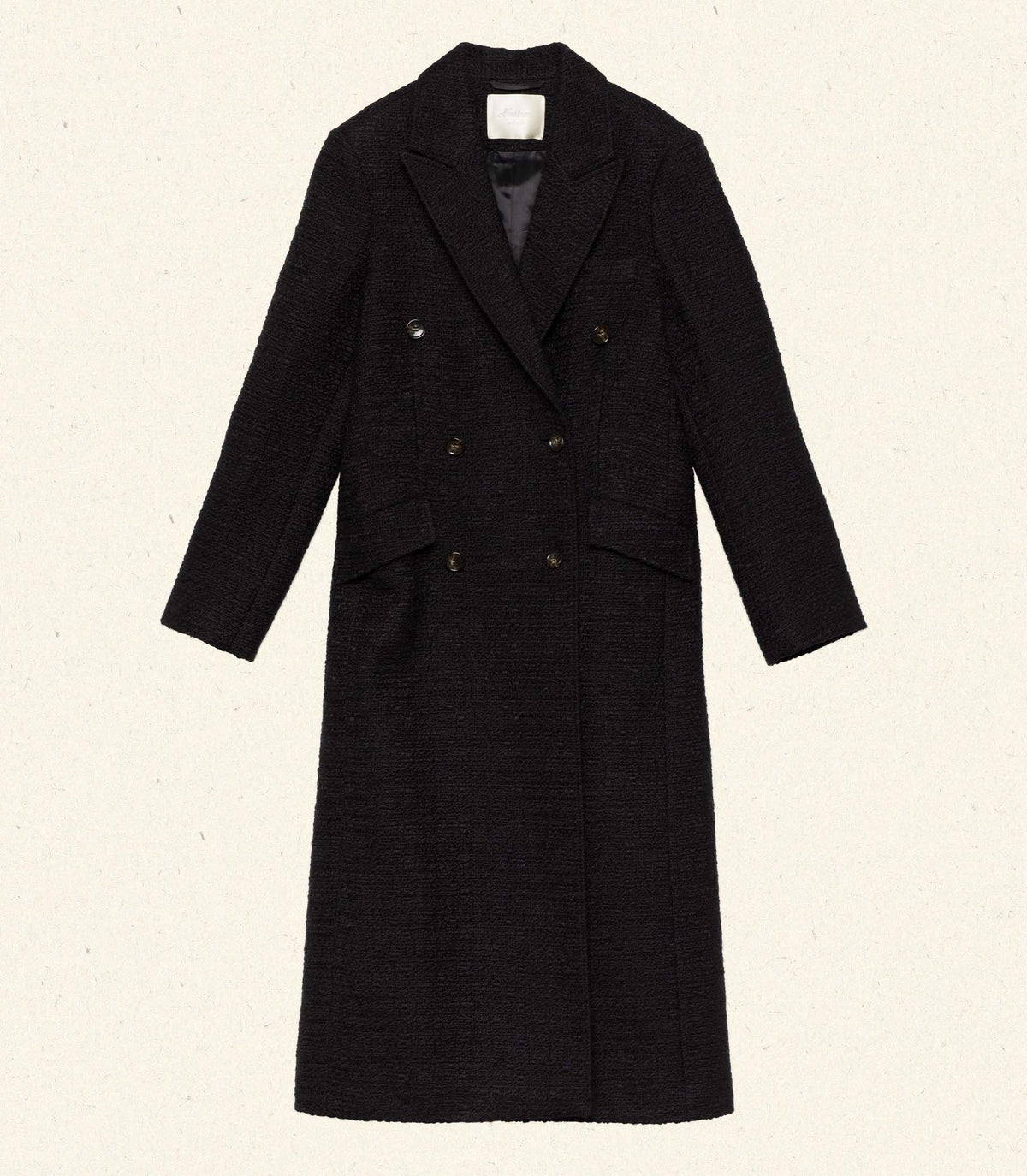 Wilhelmina Bouclé Tweed Tailored Coat – Black
