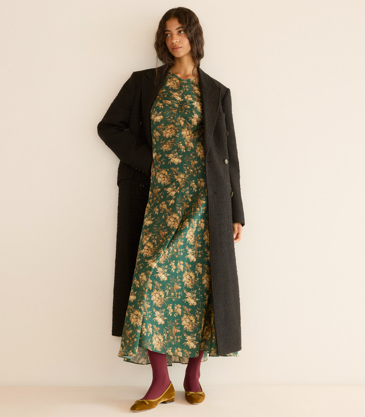 Wilhelmina Bouclé Tweed Tailored Coat – Black